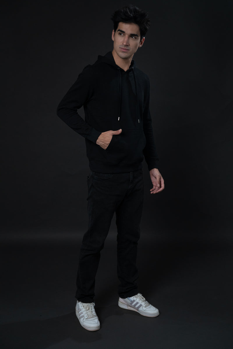 BLACK SOLID HOODIE